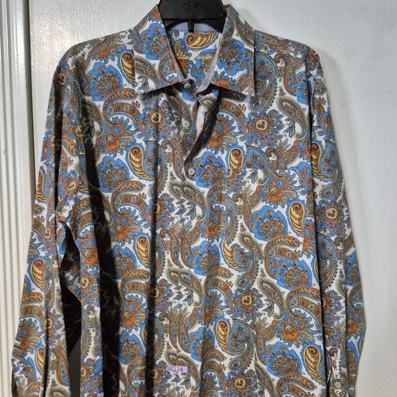 Alan Flusser Shirt Mens Large Paisley Multicolor Button Up Long Sleeve Retro - Picture 1 of 6